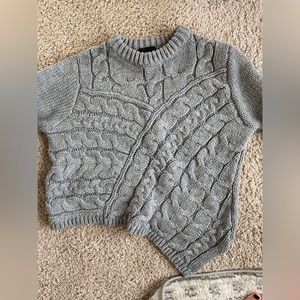 Lumiere Cropped Asymmetrical Cable Knit Sweater